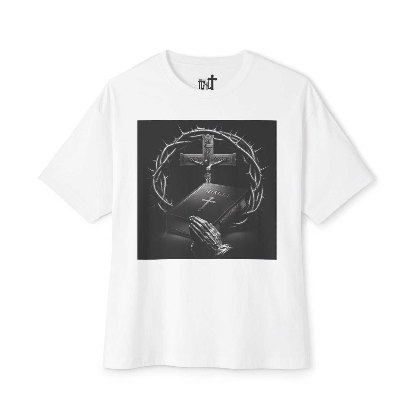 Unisex Oversized Boxy Tee with Inspirational Religious Design, Faith Shirt, Christian Apparel, Gift for Believers, Statement Tee